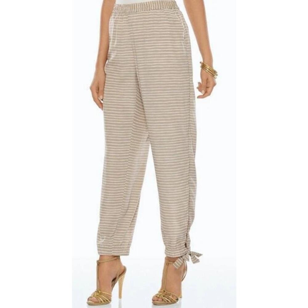 Chico's Black Label‎ Horizontal Striped Pants Beige Size XL (Size 3) - Picture 2 of 10